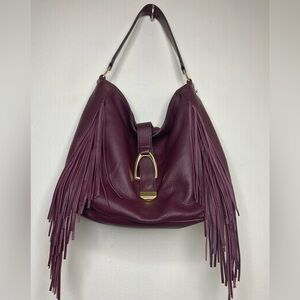 G.I.L.I. Burgundy Hobo Bag with Fringe